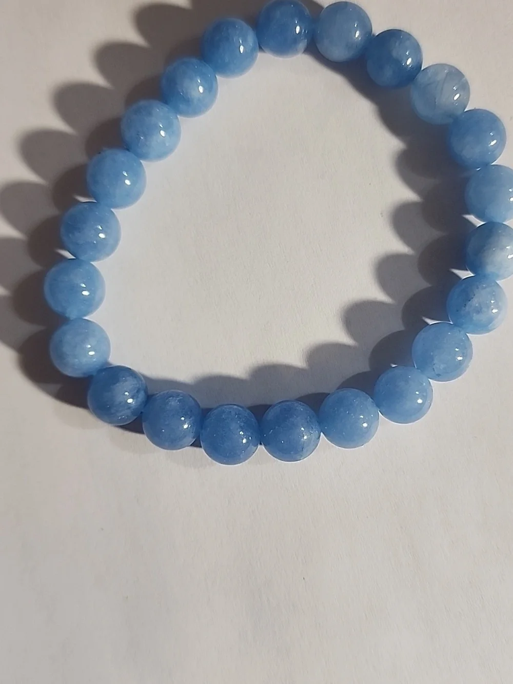 8mm 1pc Natural Aquamarine Beads Bracelet Women&men Blue stone RoundBead Braclet